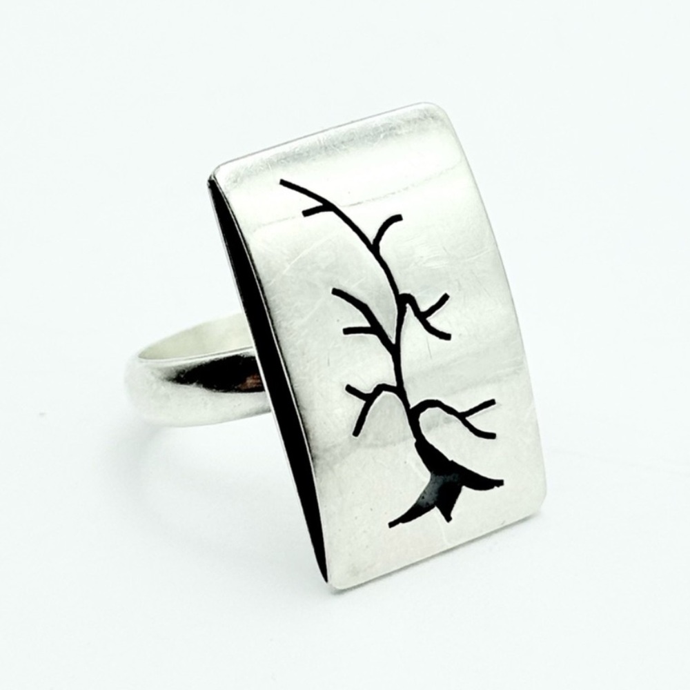 Poland Sterling Silver Tree Design Ring - Polish 925 Hallmark